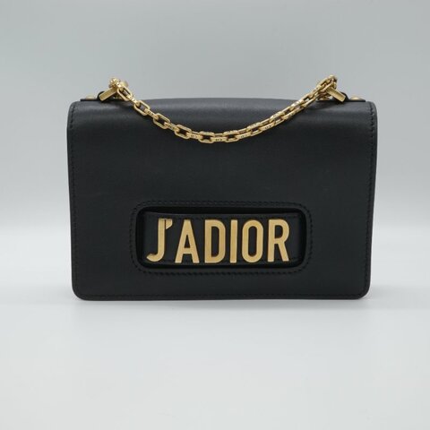 Dior 迪奧 J’adior 黑色 小牛皮 金釦 翻蓋 肩背包 斜背包