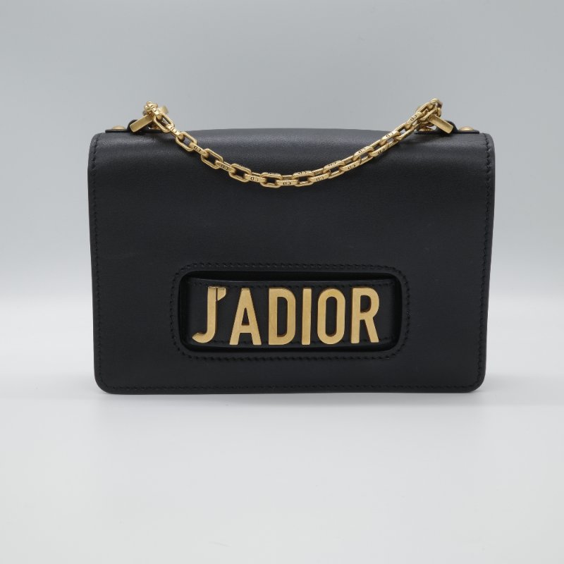 Dior 迪奧 J’adior 黑色 小牛皮 金釦 翻蓋 肩背包 斜背包-0