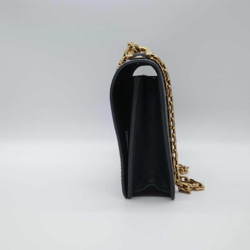 Dior 迪奧 J’adior 黑色 小牛皮 金釦 翻蓋 肩背包 斜背包-3