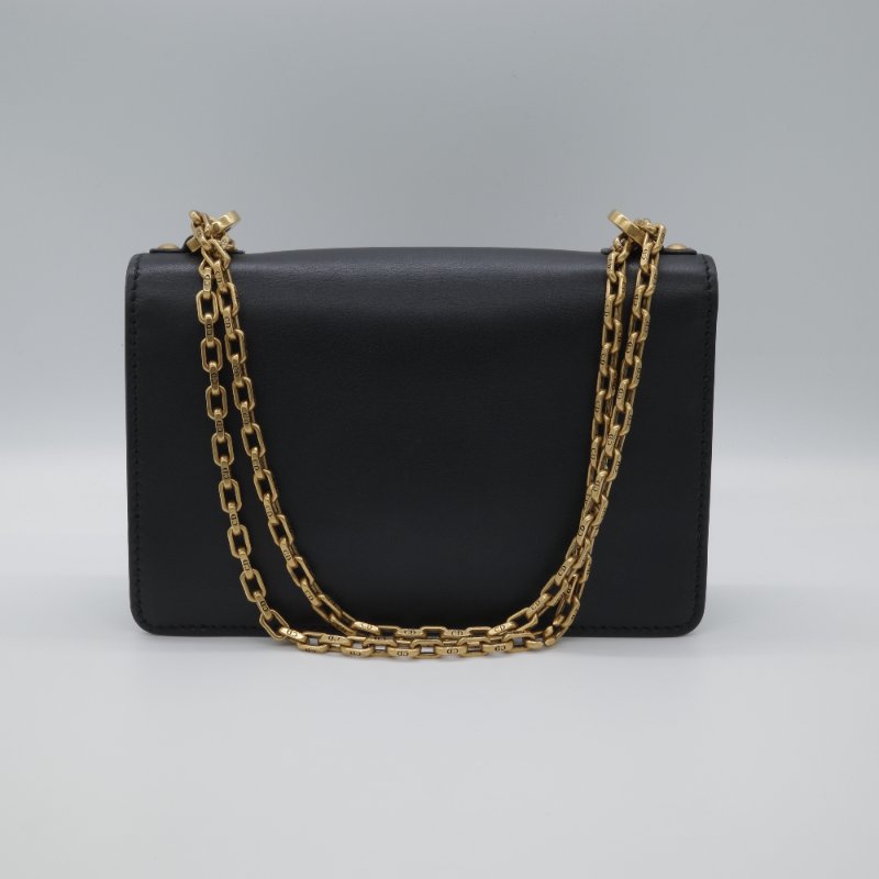 Dior 迪奧 J’adior 黑色 小牛皮 金釦 翻蓋 肩背包 斜背包-5