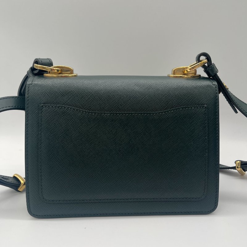 Prada 普拉達Saffiano Symbole Bag 森林綠 十字紋 牛皮 側背包 斜掛包 手提包 肩背包-5