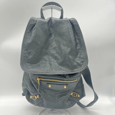 Balenciaga 巴黎世家 黑色 牛皮 銀扣 後背包