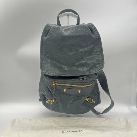 Balenciaga 巴黎世家 黑色 牛皮 銀扣 後背包