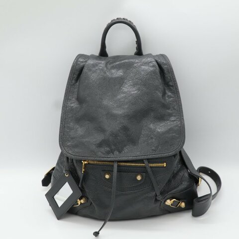 Balenciaga 巴黎世家 黑色 牛皮 銀扣 後背包