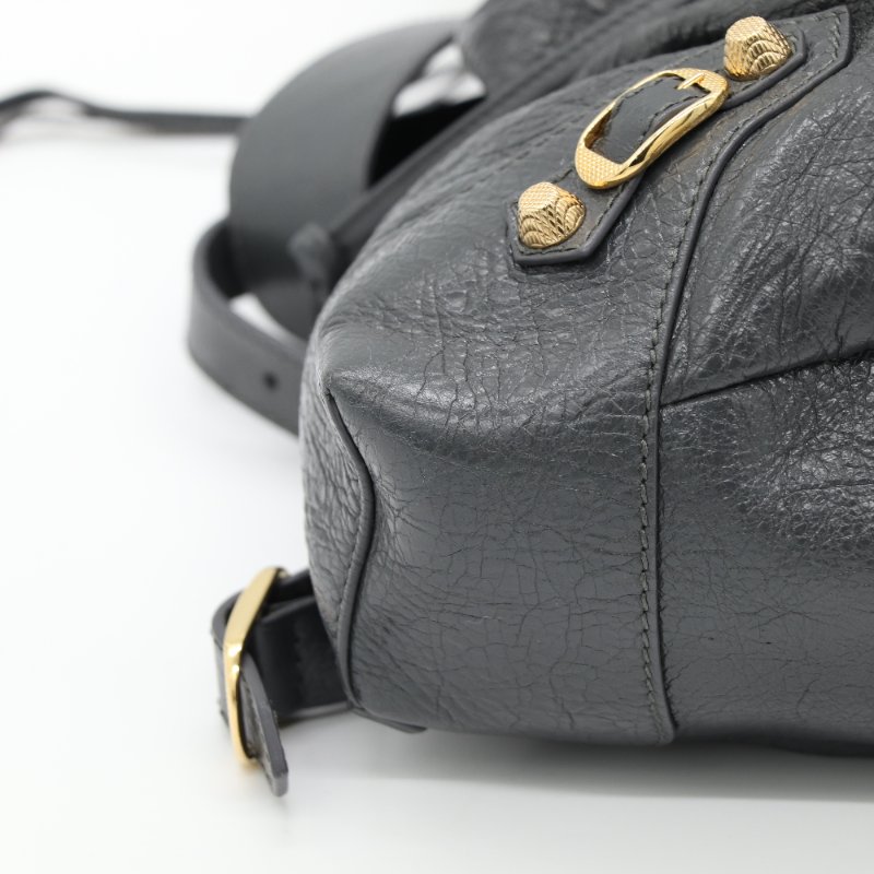 Balenciaga 巴黎世家 黑色 牛皮 銀扣 後背包-10