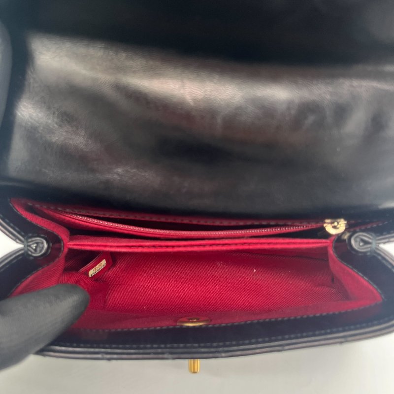 Chanel 香奈兒 Medium Coco 黑色 人字紋 牛皮 金釦 鍊條包 手提包-11