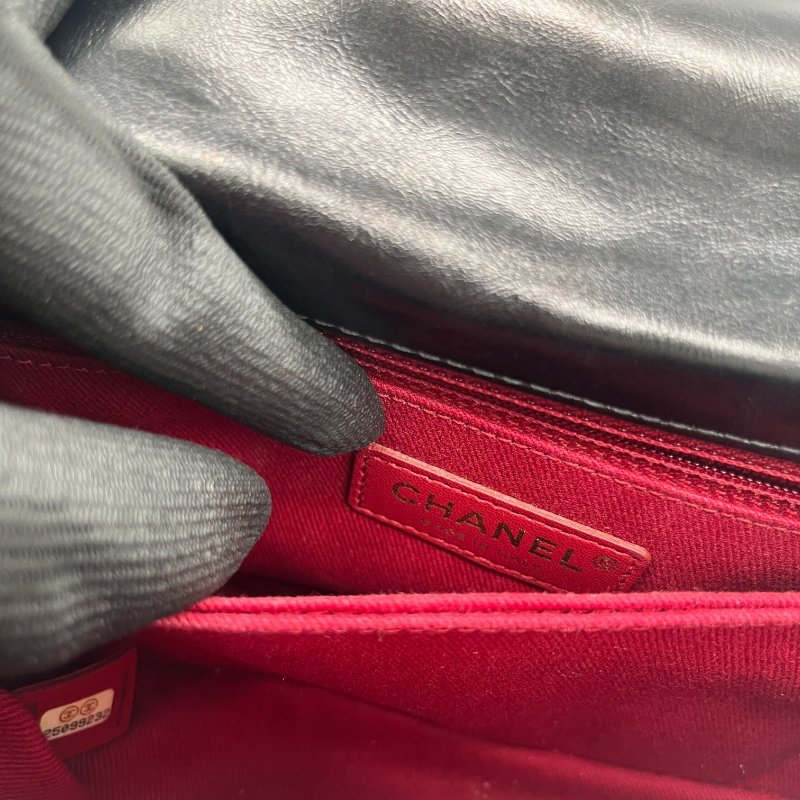 Chanel 香奈兒 Medium Coco 黑色 人字紋 牛皮 金釦 鍊條包 手提包-13