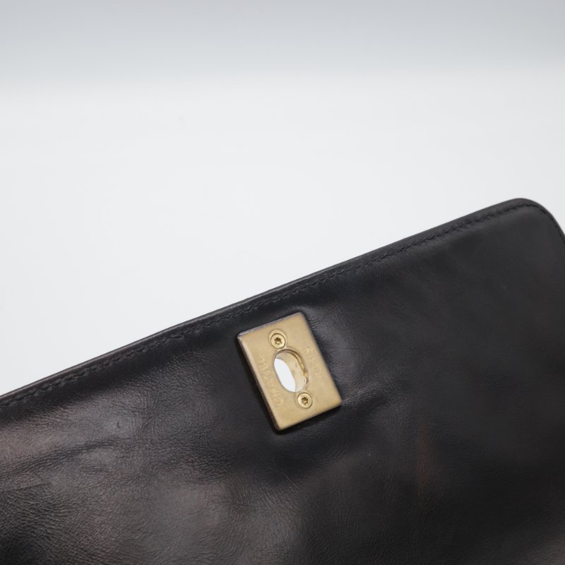 Chanel 香奈兒 Medium Coco  黑色 人字紋 牛皮 金釦 鍊條包 手提包-11