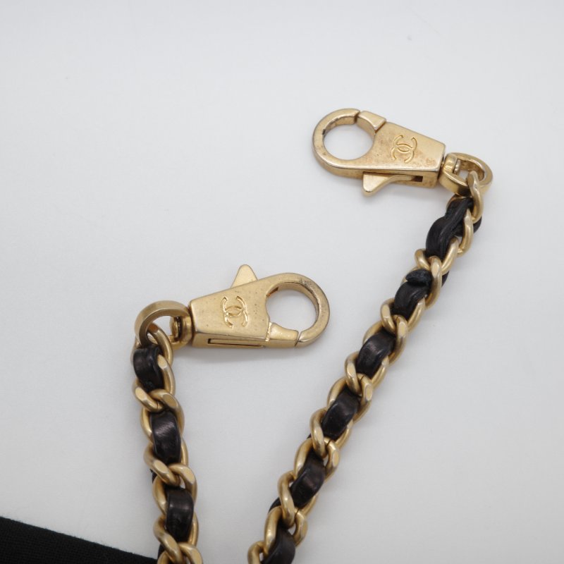 Chanel 香奈兒 Medium Coco  黑色 人字紋 牛皮 金釦 鍊條包 手提包-13