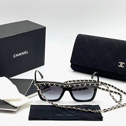 CHANEL 24s新款鍊條鏡框墨鏡 全新閒置配件齊全