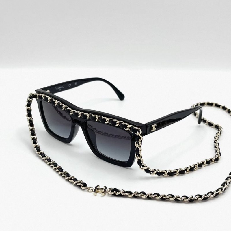 CHANEL 24s新款鍊條鏡框墨鏡 全新閒置配件齊全-2