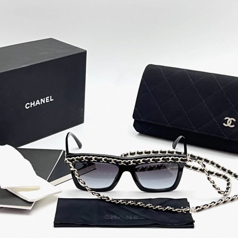 CHANEL 24s新款鍊條鏡框墨鏡 全新閒置配件齊全-4