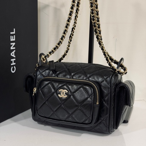 #大全配🈶購證 #全新帶膜 香奈兒24k相機包 芯片款🉑斜挎/肩背