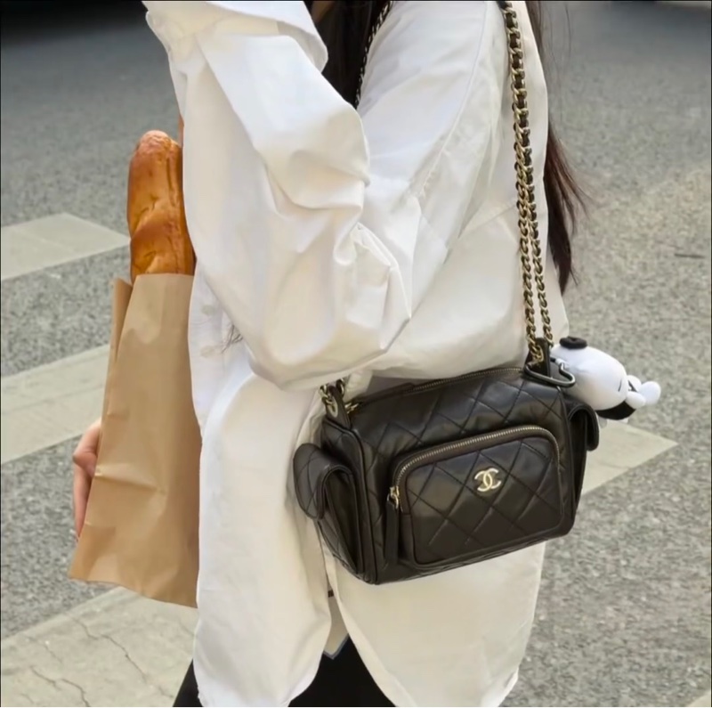 #大全配🈶購證 #全新帶膜 香奈兒24k相機包 芯片款🉑斜挎/肩背-5