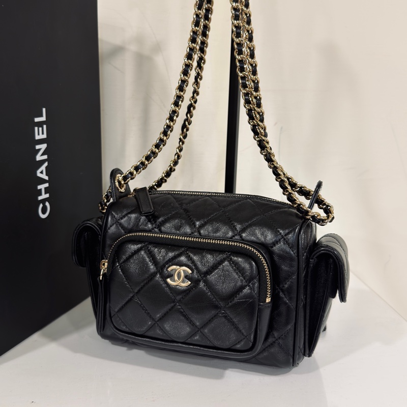 #大全配🈶購證 #全新帶膜 香奈兒24k相機包 芯片款🉑斜挎/肩背-8