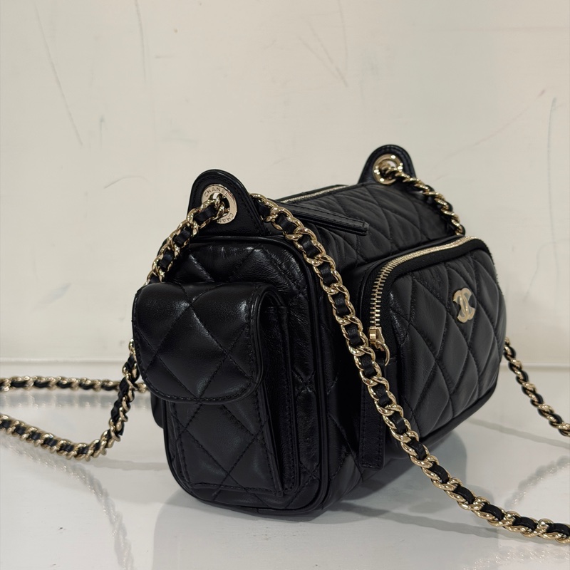 #大全配🈶購證 #全新帶膜 香奈兒24k相機包 芯片款🉑斜挎/肩背-10