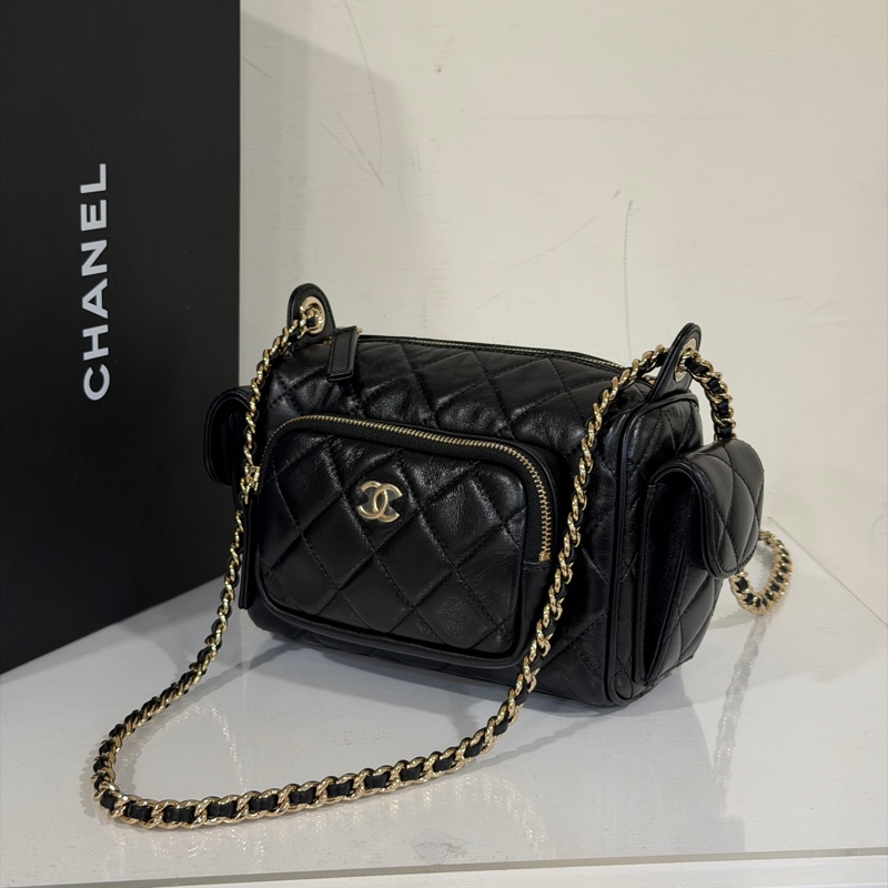 #大全配🈶購證 #全新帶膜 香奈兒24k相機包 芯片款🉑斜挎/肩背-12