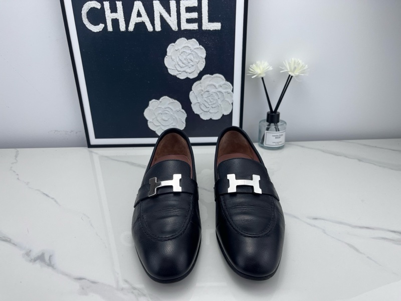 97新hermes爱马仕 大H扣乐福鞋 36.5码-4