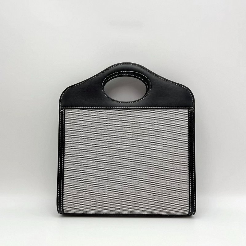 BURBERRY Pocket牛皮拼帆布手提斜背包 男女適用 23*22*6 全新閒置配件塵袋-7