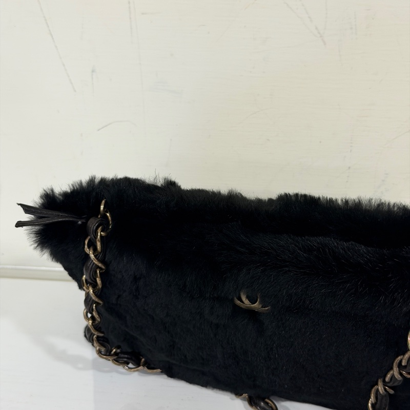#全網最低💰 #配件齊全 #絕版收藏 香奈兒黑金毛皮肩背包-9