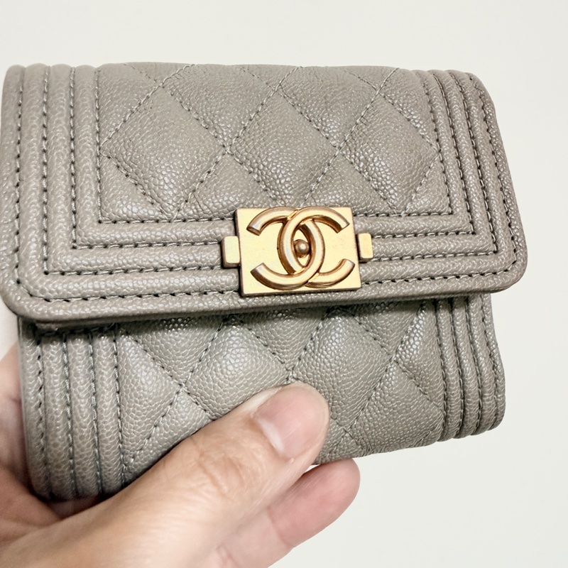 Chanel 大象灰 三折短夾-0
