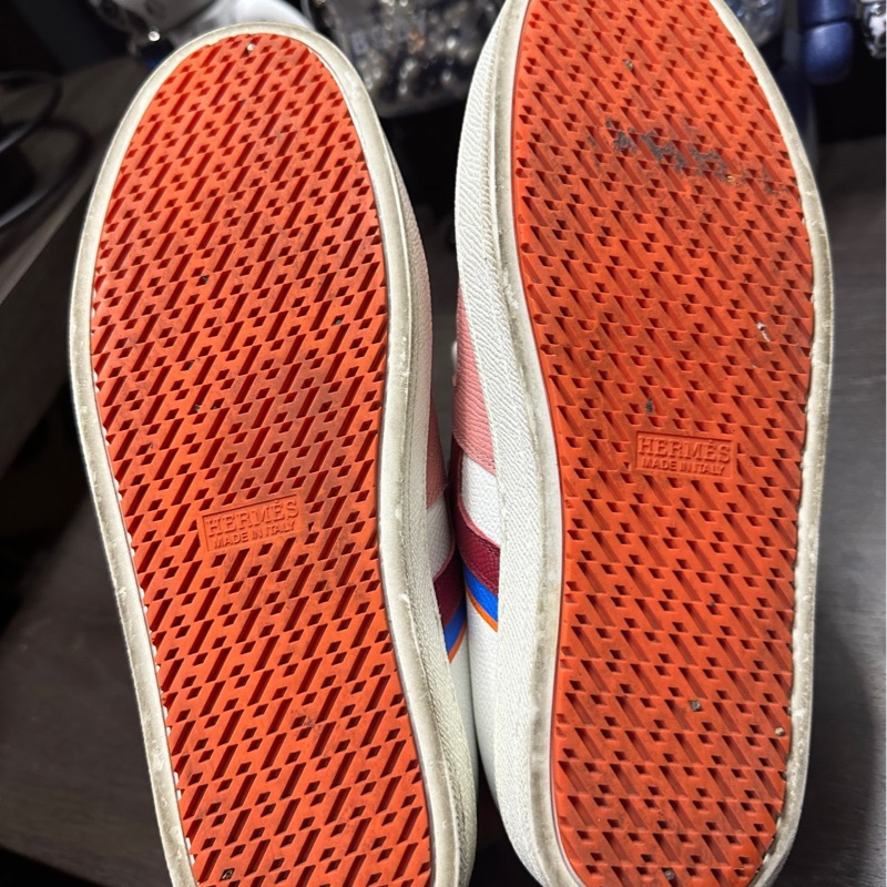 97新 Hermes愛馬仕 Boomerang粉白色運動鞋36碼-4