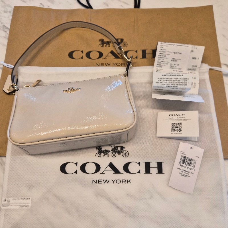 Coach 白色麻將手拿包-0