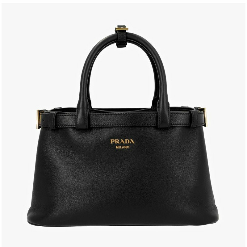 PRADA 軟粒面雙皮帶扣小號手提包 1BA418 2CYS F0002-1
