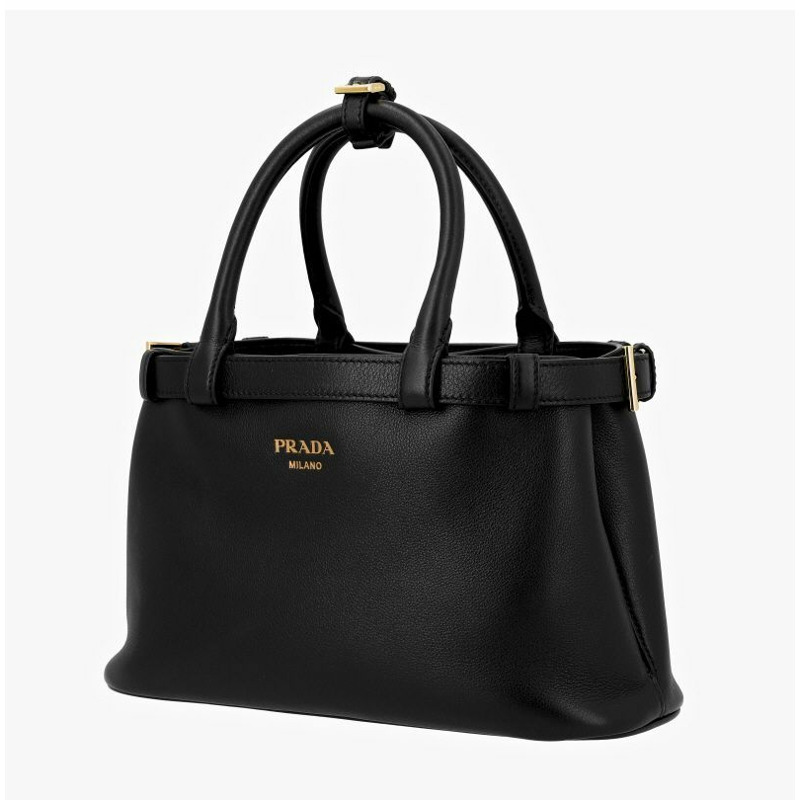 PRADA 軟粒面雙皮帶扣小號手提包 1BA418 2CYS F0002-3