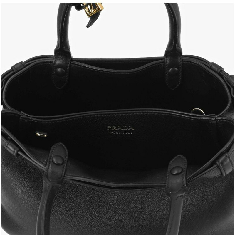 PRADA 軟粒面雙皮帶扣小號手提包 1BA418 2CYS F0002-6