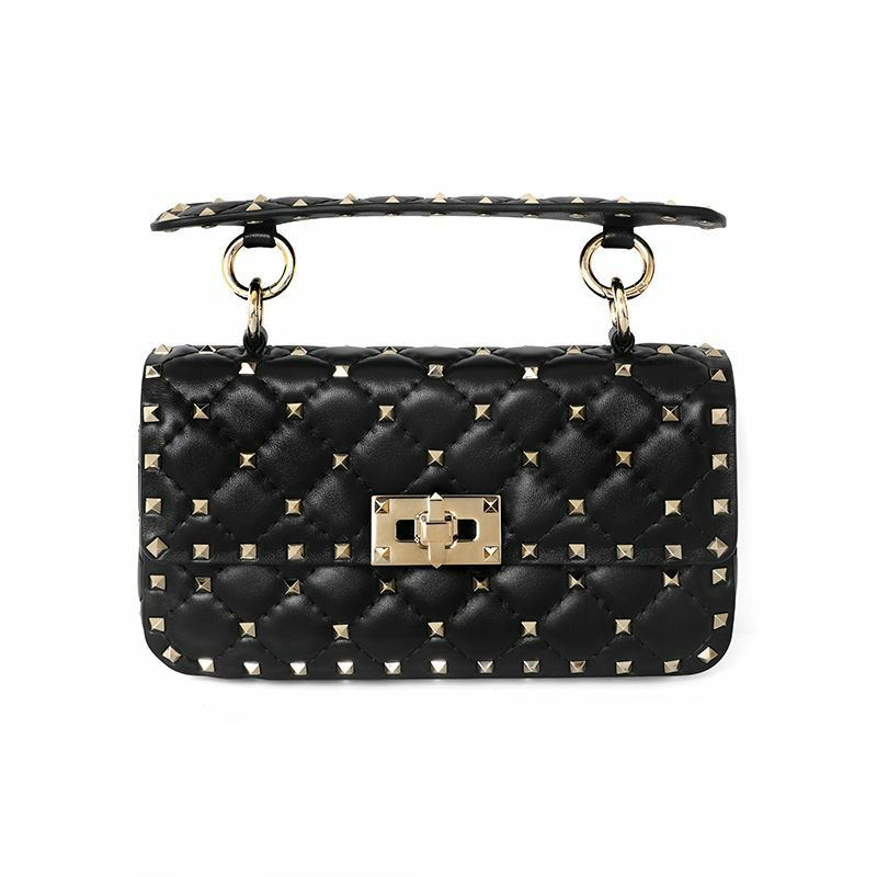 VALENTINO 鉚釘絎縫小鏈條單肩包 (B0123 NAP 0NO)-1