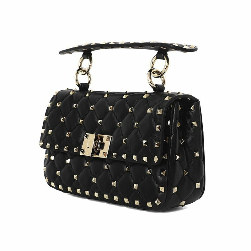 VALENTINO 鉚釘絎縫小鏈條單肩包 (B0123 NAP 0NO)-3