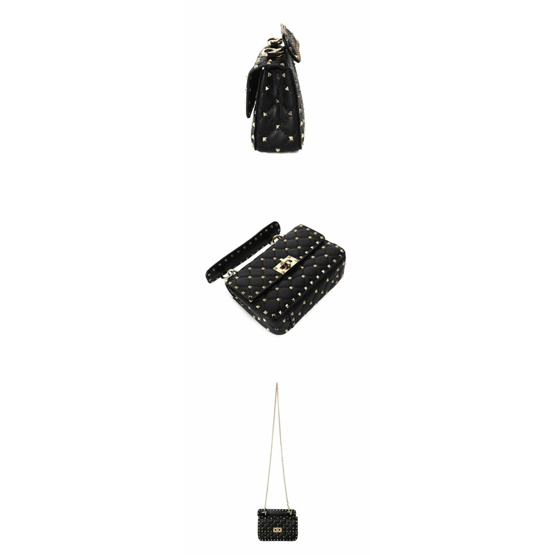 VALENTINO 鉚釘絎縫小鏈條單肩包 (B0123 NAP 0NO)-5