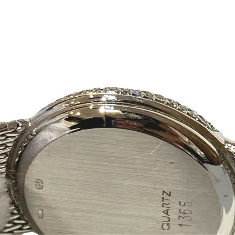 歐米茄石英機芯 1365 按壓式錶冠 18K 白金 4 鑽錶圈 女士腕錶-6