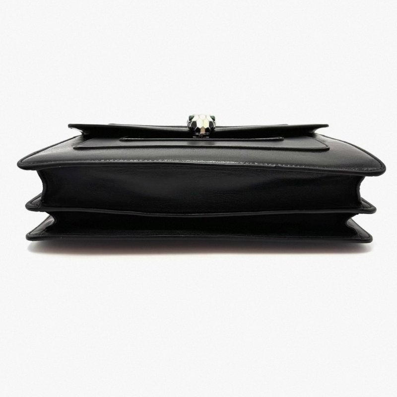 BVLGARI 中號黑色蛇頭風琴包 27*18*4 98新配件塵袋-5