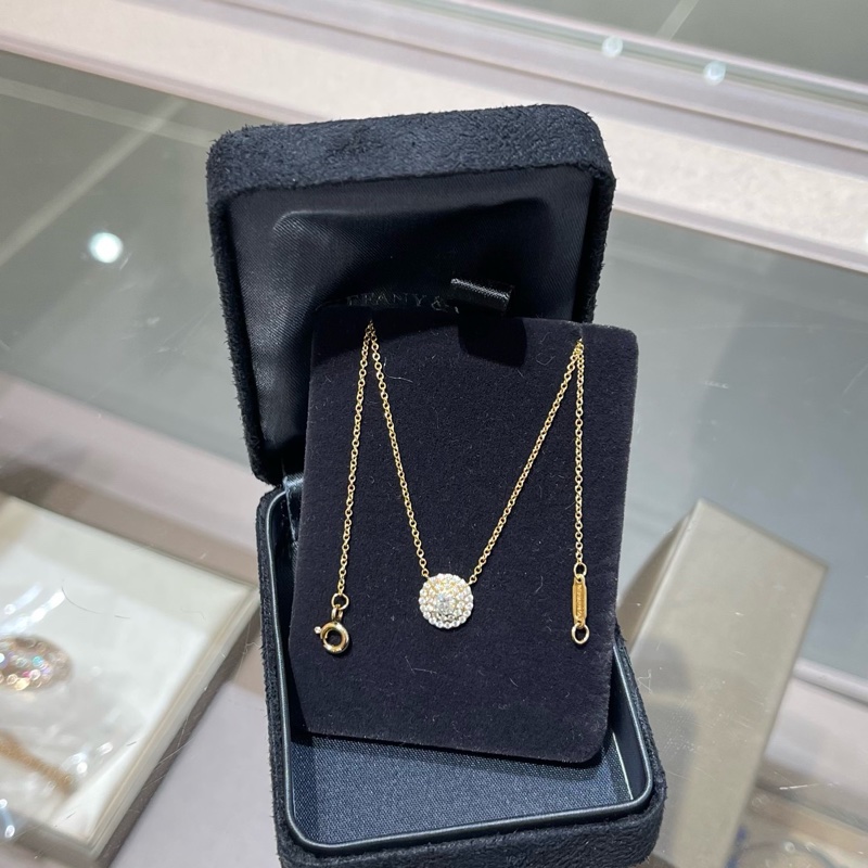 Tiffany蒂芙尼 Soleste系列18k金围镶钻 双圈太阳花项链-1