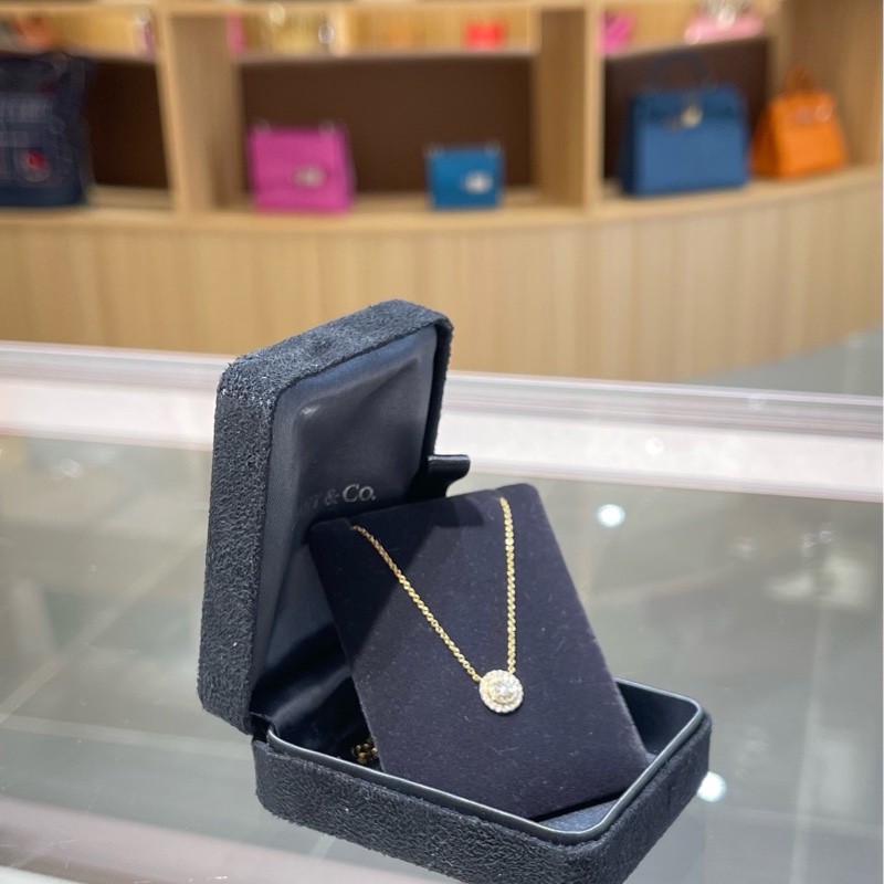 Tiffany蒂芙尼 Soleste系列18k金围镶钻 双圈太阳花项链-4