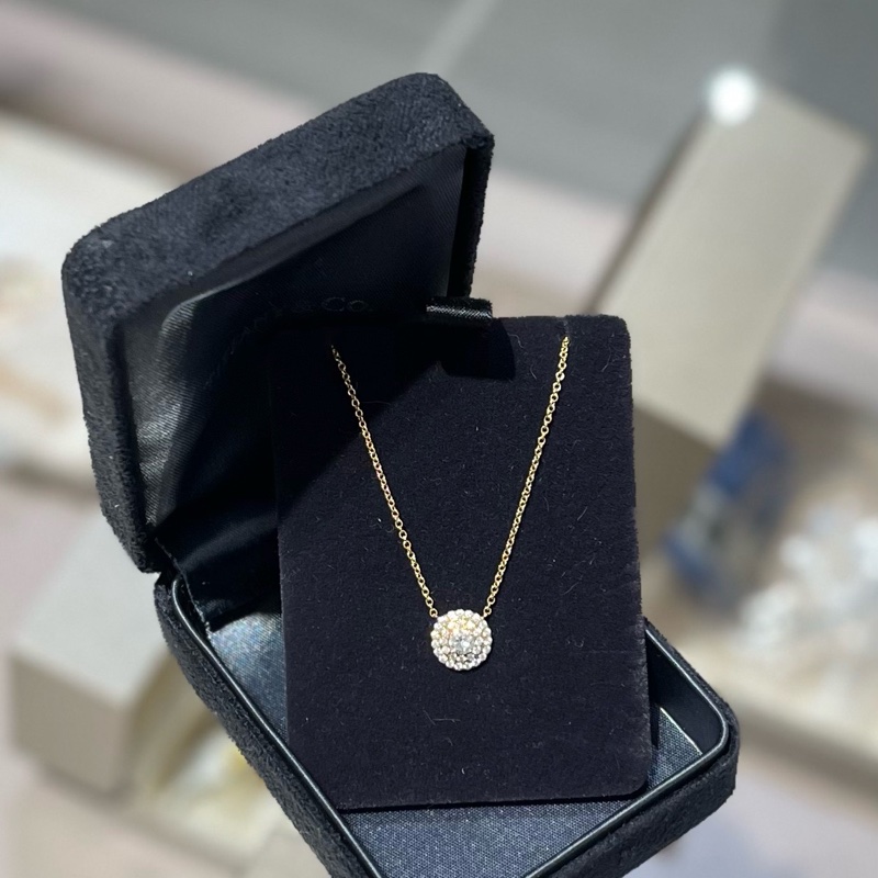 Tiffany蒂芙尼 Soleste系列18k金围镶钻 双圈太阳花项链-5