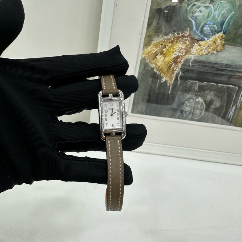 Hermes 愛馬仕女士腕錶女士手錶 Nantucket 腕錶大象灰錶帶-4