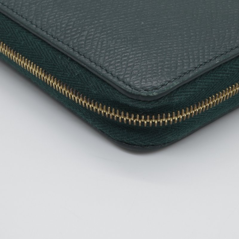 Celine 思琳 綠色 荔枝紋小牛皮 拉鍊 長夾-8