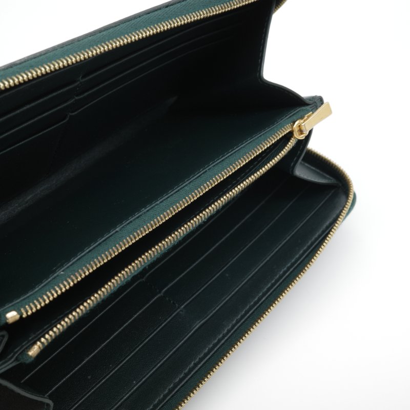 Celine 思琳 綠色 荔枝紋小牛皮 拉鍊 長夾-11