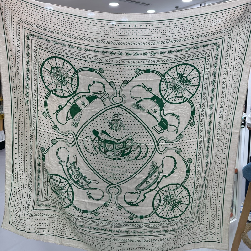 Hermes 愛馬仕 140羊絨圍巾 披肩Springs Bandana-0