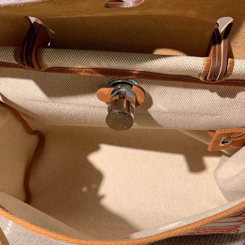 Hermes愛馬仕Herbag31橙色牛皮拼帆布 z刻-7