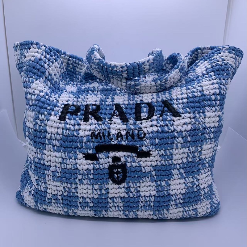 98新Prada 拉菲草托特包 單肩包 通勤包-0