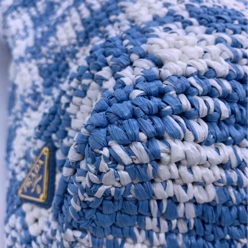 98新Prada 拉菲草托特包 單肩包 通勤包-9