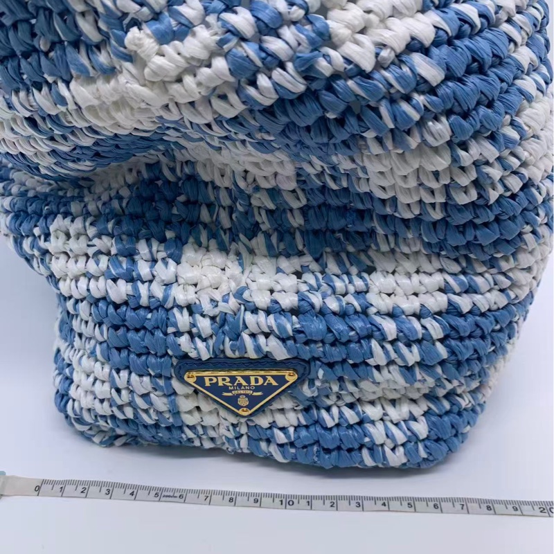 98新Prada 拉菲草托特包 單肩包 通勤包-15