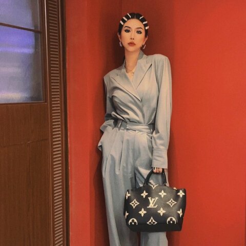 LV petitpalais黑白壓花全皮蒙田手提斜背包 29*20*13 98新配件塵袋購證鎖鑰匙