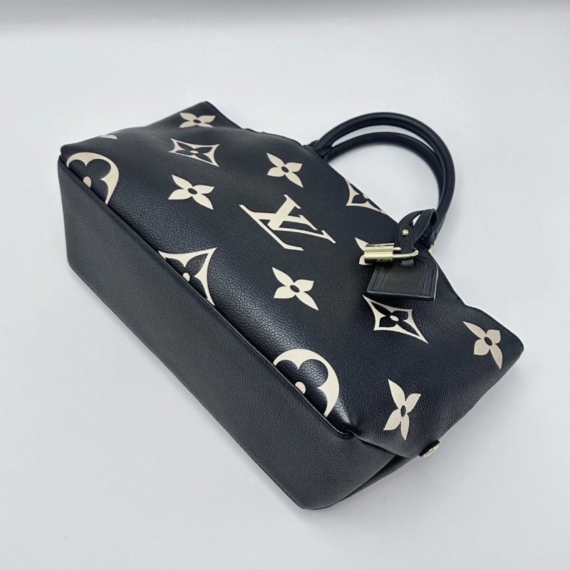 LV petitpalais黑白壓花全皮蒙田手提斜背包 29*20*13 98新配件塵袋購證鎖鑰匙-2