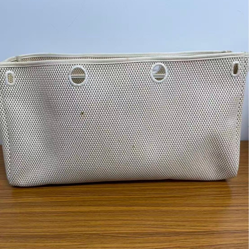 「JL精品代購」愛馬仕卡其棕色帆布拼皮herbag中號 附小號横版替換袋-14