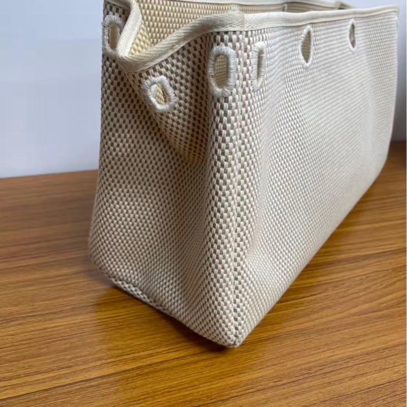 「JL精品代購」愛馬仕卡其棕色帆布拼皮herbag中號 附小號横版替換袋-16